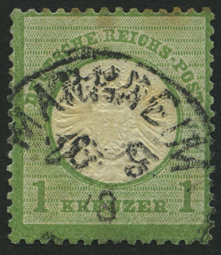 Dt. Reich 23b O, 1872, 1 Kr. Bläulichgraugrün, Feinst (etwas Fleckig), Fotoattest Sommer, Mi. 700.- - Used Stamps