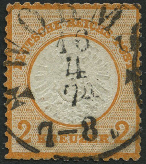 Dt. Reich 24 O, 1872, 2 Kr. Orange, Zentrischer TuT-Stempel WORMS, Fotobefund Sommer: Die Marke Ist Farbfrisch, Klar Gep - Usados