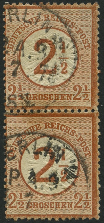 Dt. Reich 29 Paar O, 1874, 21/2 Auf 21/2 Gr. Braunorange Im Senkrechten Paar, Stempel BERLIN P.A. 9 (Juni 75), Pracht, K - Usados