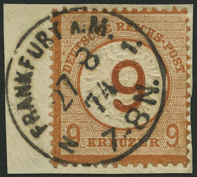 Dt. Reich 30 BrfStk, 1874, 9 Auf 9 Kr. Braunorange, K1 FRANKFURT A.M., Prachtbriefstück, Fotoattest Brugger, Mi. (600.-) - Usados