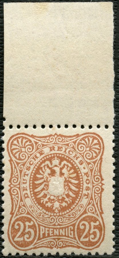 Dt. Reich 43b **, 1883, 25 Pf. Orangebraun, Oberrandstück, Postfrisch, Pracht, R!, Fotoattest Wiegand, Mi. (900.-) - Otros & Sin Clasificación
