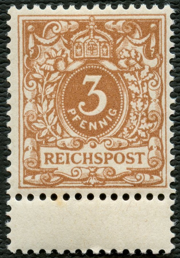 Dt. Reich 45d **, 1897, 3 Pf. Rötlichocker Mit Unten Anhängendem Steg, Postfrisch, Pracht, Gepr. Zenker Und Fotobefund W - Other & Unclassified