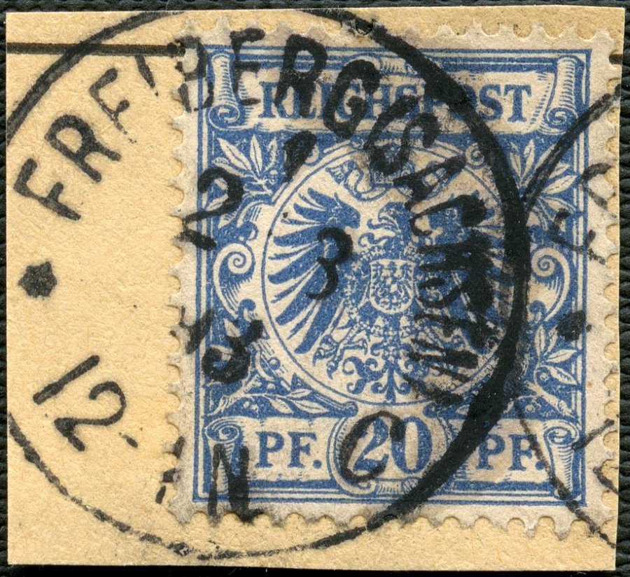 Dt. Reich 48c BrfStk, 1891, 20 Pf. Preußischblau, Stempel FREIBERG (SACHSEN), Prachtbriefstück, Kurzbefund Wiegand, Mi. - Otros & Sin Clasificación