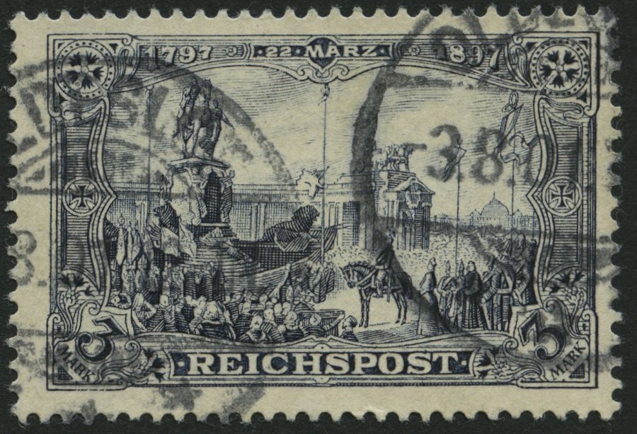 Dt. Reich 65I O, 1900, 3 M. Reichspost, Type I, Pracht, Mi. 60.- - Other & Unclassified