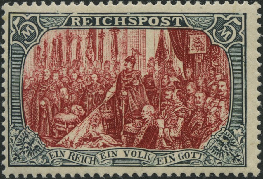 Dt. Reich 66II *, 1900, 5 M. Reichspost, Type II, Fast Postfrisch, Pracht, Mi. (480.-) - Otros & Sin Clasificación