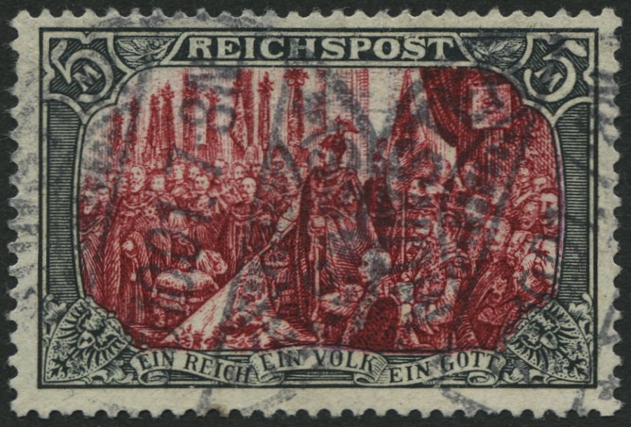 Dt. Reich 66IV O, 1900, 5 M. Reichspost, Type I, Nachmalung Nur Mit Deckweiß, Feinst (Bugspuren Und Ein Heller Zahn), Ge - Other & Unclassified