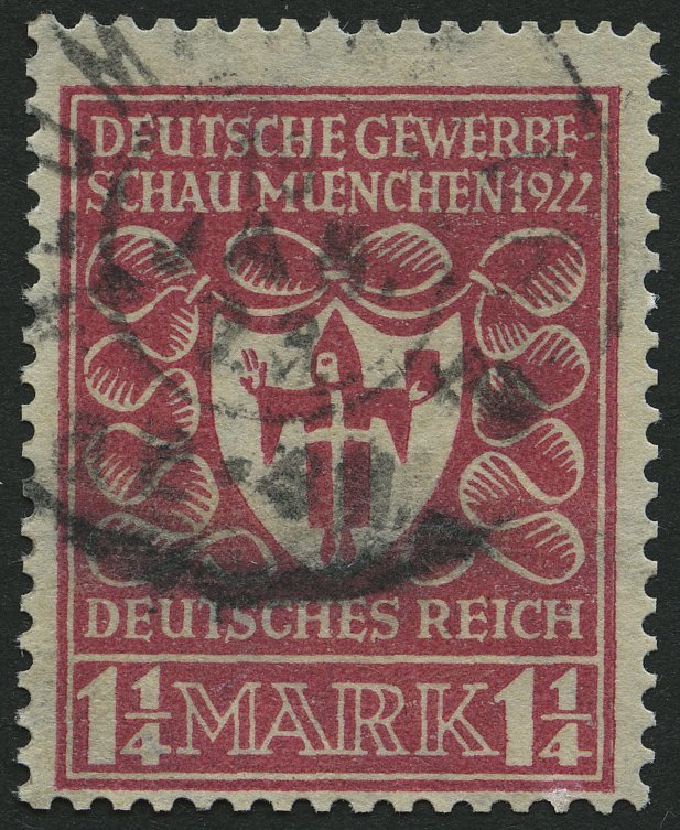 Dt. Reich 199b O, 1922, 11/4 M. Hellilarosa Gewerbeschau, Feinst (nachgezähnt), Gepr. Zenker, Mi. 400.- - Usados