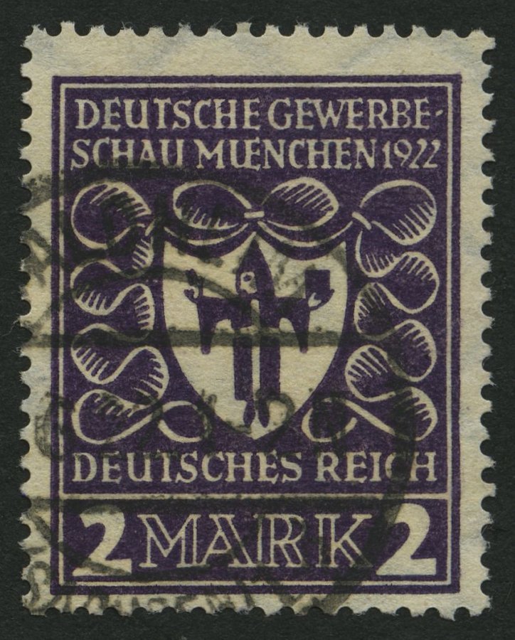 Dt. Reich 200b O, 1922, 2 M. Dunkelpurpurviolett Gewerbeschau, Pracht, Fotobefund Tworek, Mi. 170.- - Used Stamps