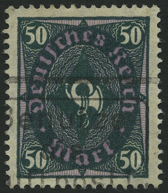 Dt. Reich 209Wb O, 1922, 50 M. Schwarzgraugrün/lebhaftbraunpurpur, Walzendruck, Feinst (kleiner Spalt), Gepr. Infla, Mi. - Used Stamps