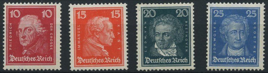 Dt. Reich 390-93 **, 1926, 10 - 25 Pf. Berühmte Deutsche, 4 Werte üblich Gezähnt Pracht, Mi. 234.- - Usados