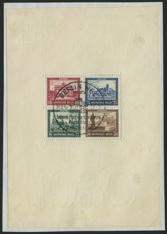 Dt. Reich Bl. 1 BrfStk, 1930, Block IPOSTA Auf Briefstück, Sonderstempel, Perforation Angetrennt, Einriß Im Rand, Einzel - Used Stamps