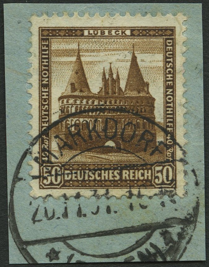 Dt. Reich 462 BrfStk, 1931, 50 Pf. Lübeck, Holstentor, Prachtbriefstück, Mi. (100.-) - Usados