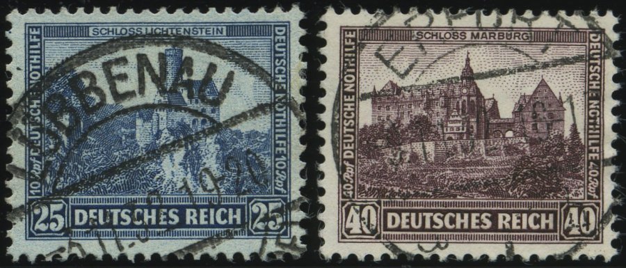 Dt. Reich 477/8 O, 1932, 25 Und 40 Pf. Nothilfe, 2 Prachtwerte, Mi. 109.- - Usados