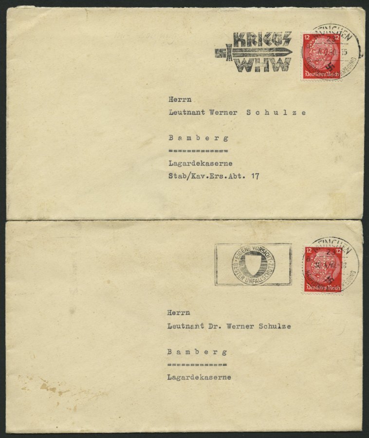 Dt. Reich 513,519 BRIEF, 1943, 3 Und 12 Pf. Hindenburg, 4 Belege Mit Lochungen: LH, LVA Und C.H.B., Pracht - Otros & Sin Clasificación