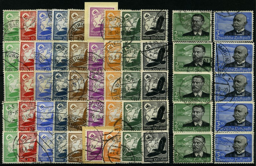 Dt. Reich 529-39x O, 1934, Flugpost, 5 Sätze Feinst/Pracht, Mi. 475.- - Otros & Sin Clasificación