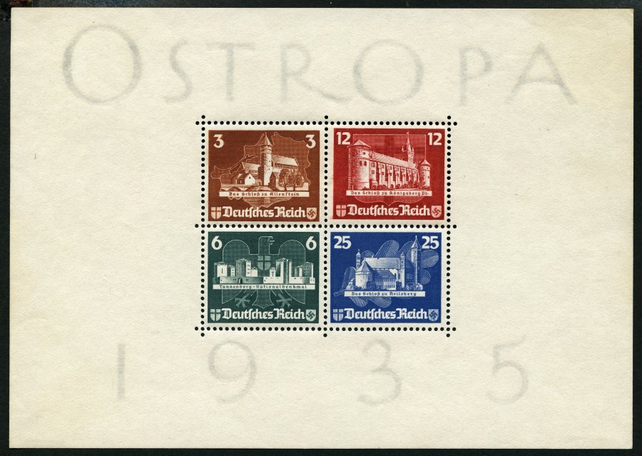 Dt. Reich Bl. 3 (*), 1935, Block OSTROPA, Ohne Gummi, Perforation Etwas Gestaucht, Feinst, Mi. 1100.- - Other & Unclassified