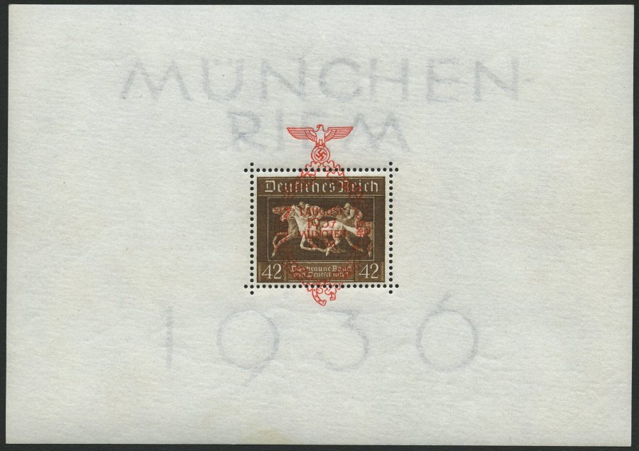 Dt. Reich Bl. 10 **, 1937, Block München-Riem, Herstellungsbedingter Kleiner Gummiknitter Im Rand, Pracht, Mi. 180.- - Otros & Sin Clasificación