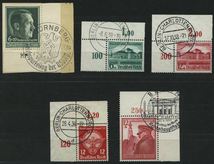 Dt. Reich 672-74,890/1 O,BrfStk , 1938/44, 5 Bogenecken, Pracht - Otros & Sin Clasificación