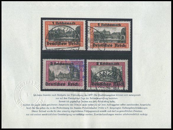 Dt. Reich 716-29x,y O, 1939, Danzig, 1 Und 2 RM Jeweils Beide Papiere!, Prachtsatz (16 Werte Komplett), Fotobefund H.D. - Otros & Sin Clasificación