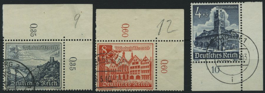 Dt. Reich 731,734,751 O, 1939/40, 3 Bogenecken, Pracht - Otros & Sin Clasificación