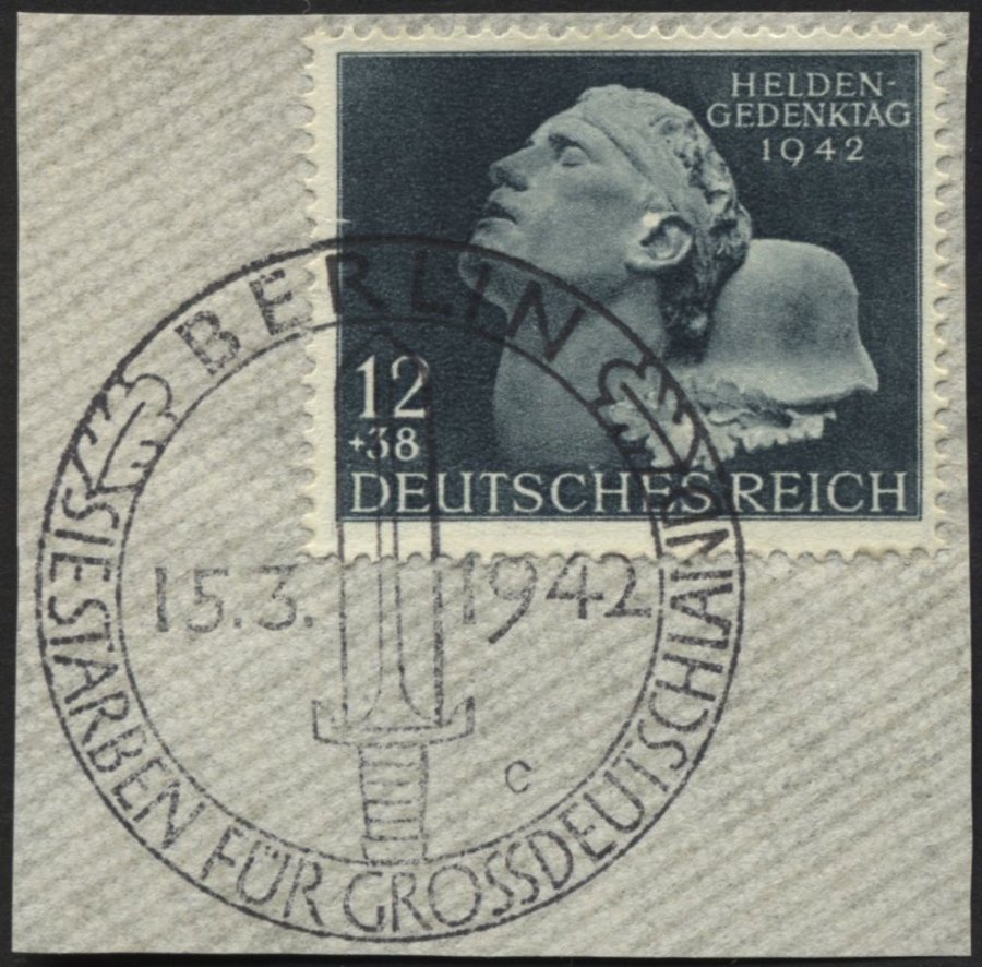 Dt. Reich 812IV BrfStk, 1942, 12 Pf. Heldengedanktag Mit Abart Weißer Punkt Am Ohr, Sonderstempel, Prachtbriefstück, Mi. - Otros & Sin Clasificación