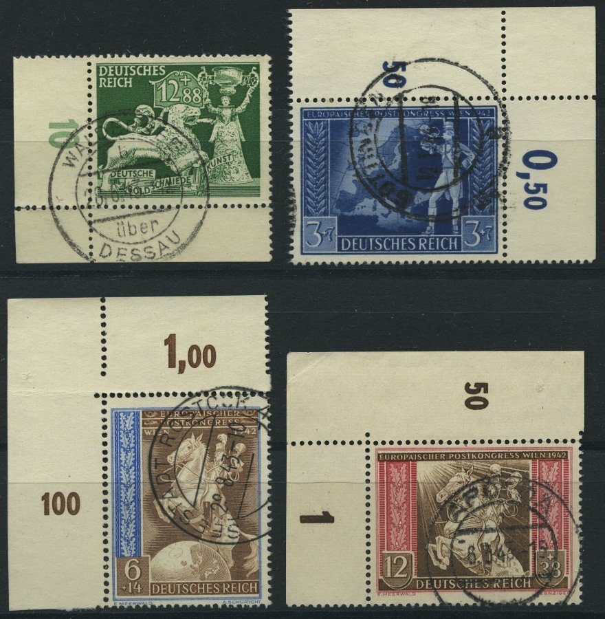 Dt. Reich 817,820-22 O, 1942, 4 Bogenecken, Meist Pracht - Otros & Sin Clasificación