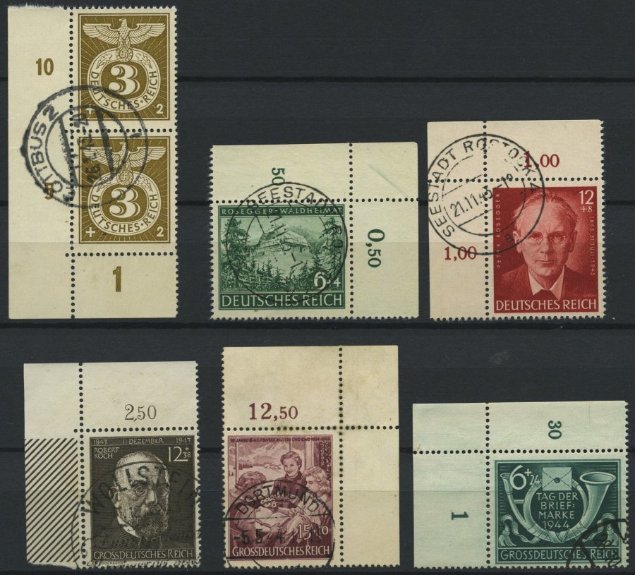 Dt. Reich O , 1943/4, 6 Bogenecken: Mi.Nr. 830, 855/6, 864, 872, 904, Pracht - Altri & Non Classificati