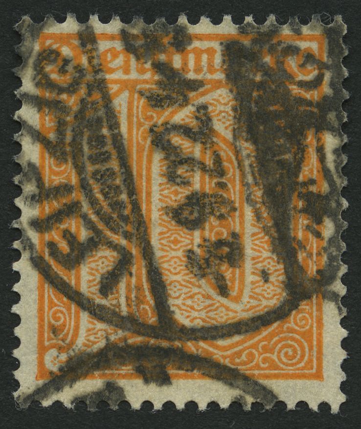 DIENSTMARKEN D 65 O, 1921, 10 Pf. Dunkelorange, Winziger Eckzahnbug, Pracht, Fotoattest Bauer, Mi. 600.- - Officials