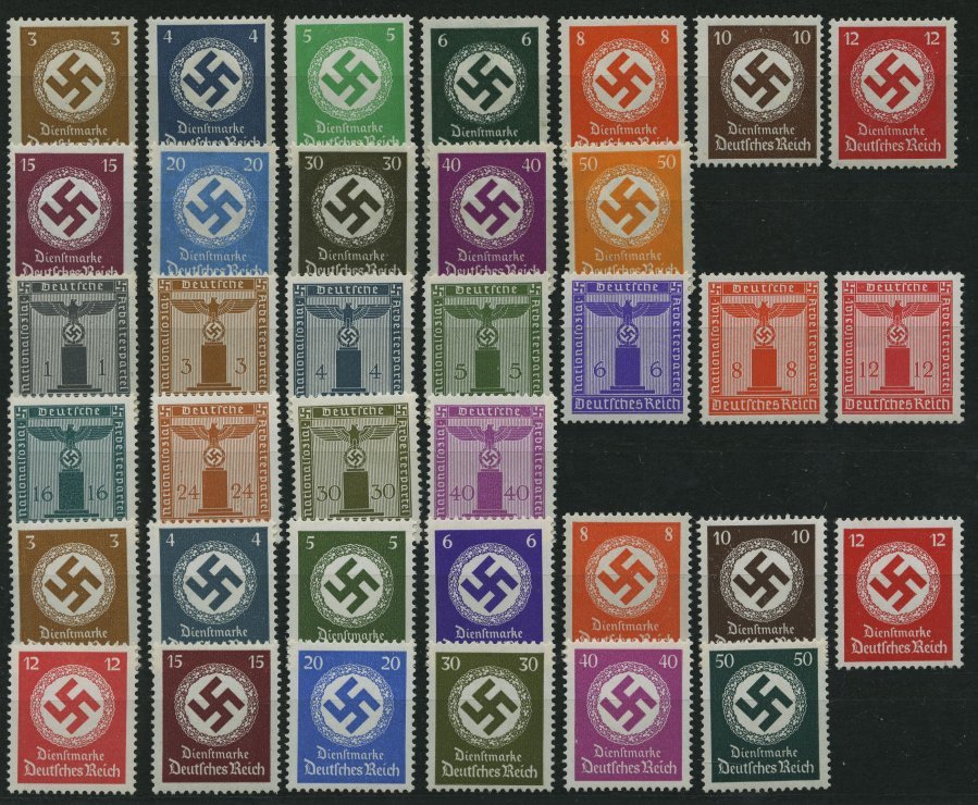 DIENSTMARKEN D 132-43,155-77 **, 1934-42, 3 Prachtsätze, Mi. 145.- - Oficial