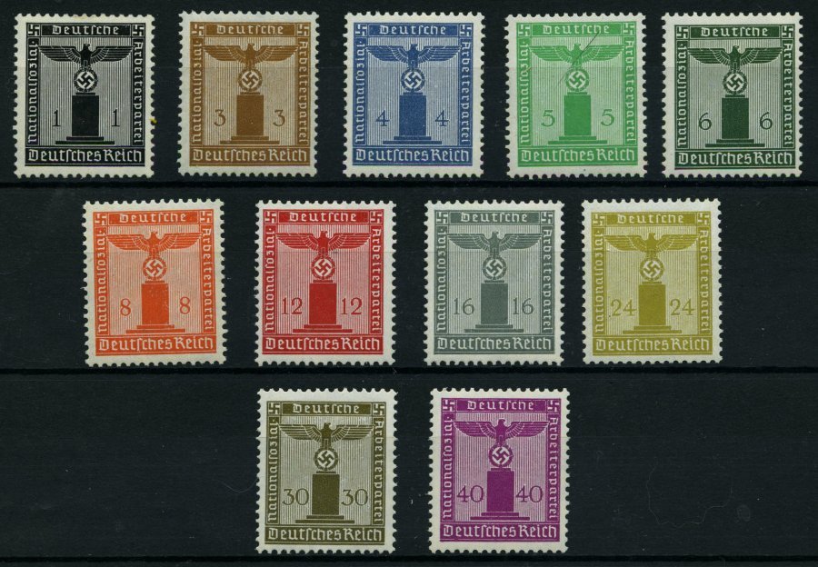 DIENSTMARKEN D 144-54 **, 1938, Dienstmarken Der Partei, Wz. 4, Prachtsatz, Mi. 150.- - Officials