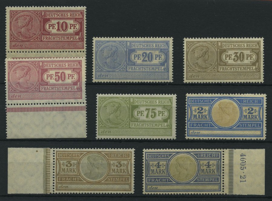 DIENSTMARKEN **, 1906, 10 Pf. - 4 Mk. Frachtstempelmarken, Wz. Kreuzblüten, 8 Werte Postfrisch, Pracht - Oficial