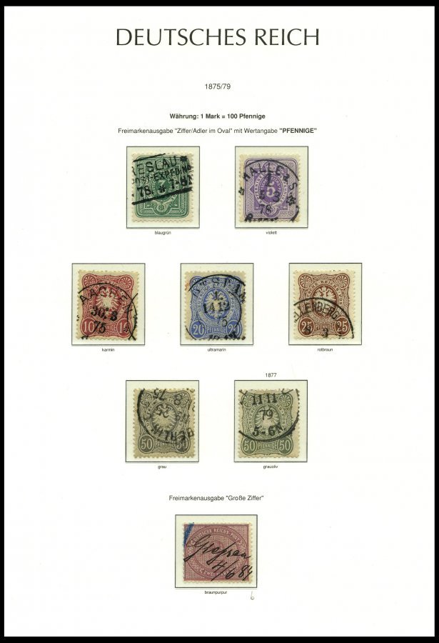 SAMMLUNGEN O, Sauber Gestempelte Sammlung Dt. Reich Von 1872-1918 Im Leuchtturm Falzlosalbum, Brustschilde Bis Auf Nr. 2 - Used Stamps