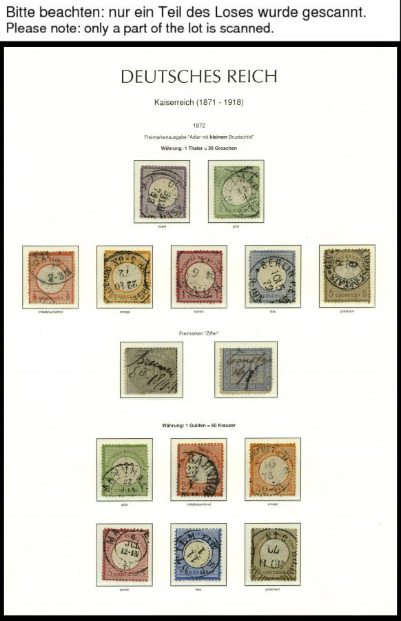 SAMMLUNGEN o, sauber gestempelte Sammlung Dt. Reich von 1872-1918 im Leuchtturm Falzlosalbum, Brustschilde bis auf Nr. 2