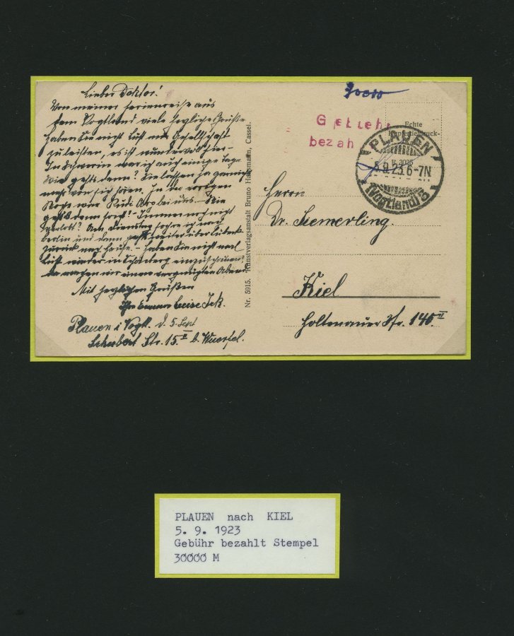 SAMMLUNGEN 1920-23, Interessante Sammlung Inflation Von 60 Belegen, Dabei Dezemberbrief, Tag Der Posterhöhung, Gebühr Be - Used Stamps