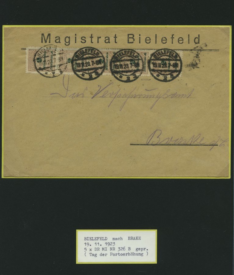 SAMMLUNGEN 1920-23, Interessante Sammlung Inflation Von 60 Belegen, Dabei Dezemberbrief, Tag Der Posterhöhung, Gebühr Be - Usati