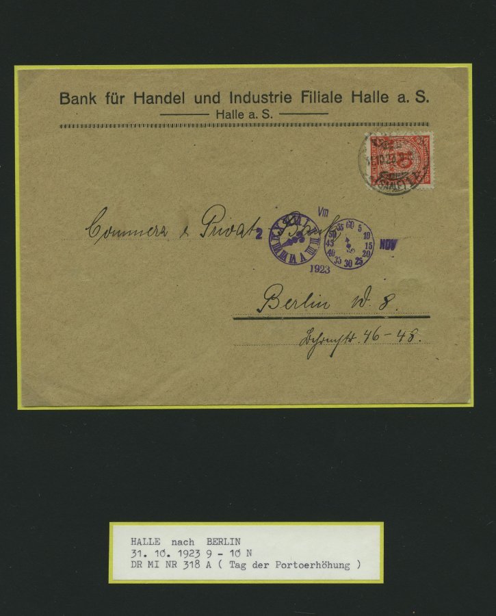 SAMMLUNGEN 1920-23, Interessante Sammlung Inflation Von 60 Belegen, Dabei Dezemberbrief, Tag Der Posterhöhung, Gebühr Be - Usati