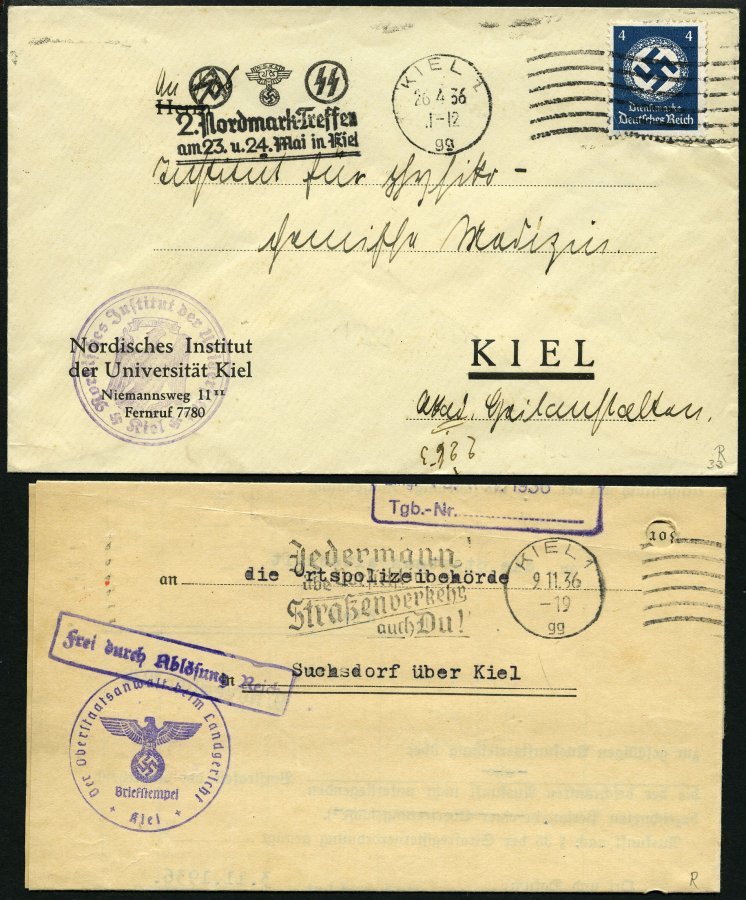 SAMMLUNGEN 1922-45, Reichhaltige Stempelsammlung Kieler Maschinenstempel Mit Werbeeinsätzen, Insgesamt 156 Belege Mit Vi - Usados