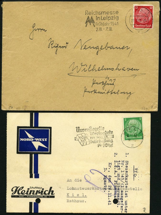 SAMMLUNGEN 1922-45, reichhaltige Stempelsammlung Kieler Maschinenstempel mit Werbeeinsätzen, insgesamt 156 Belege mit vi