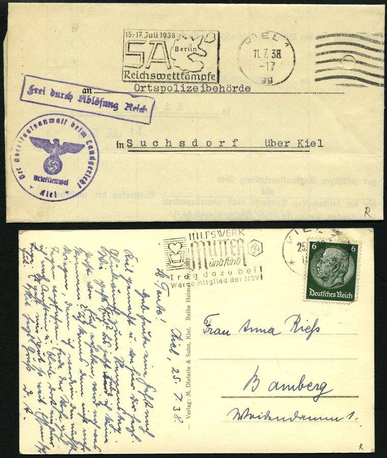 SAMMLUNGEN 1922-45, reichhaltige Stempelsammlung Kieler Maschinenstempel mit Werbeeinsätzen, insgesamt 156 Belege mit vi