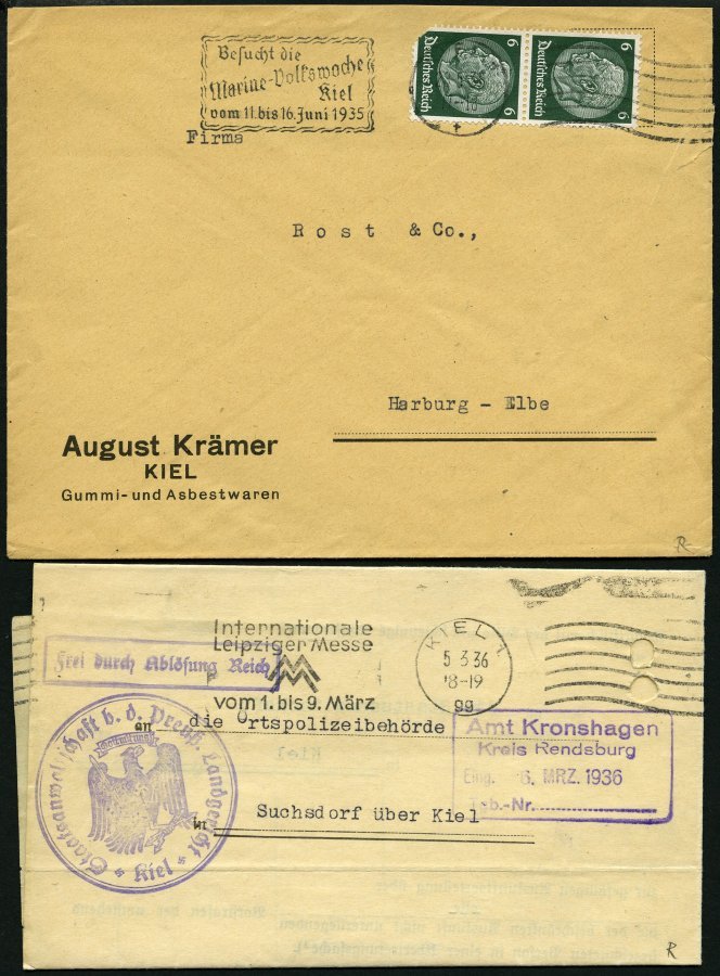 SAMMLUNGEN 1922-45, reichhaltige Stempelsammlung Kieler Maschinenstempel mit Werbeeinsätzen, insgesamt 156 Belege mit vi