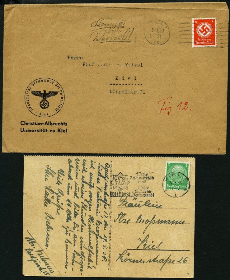 SAMMLUNGEN 1922-45, reichhaltige Stempelsammlung Kieler Maschinenstempel mit Werbeeinsätzen, insgesamt 156 Belege mit vi