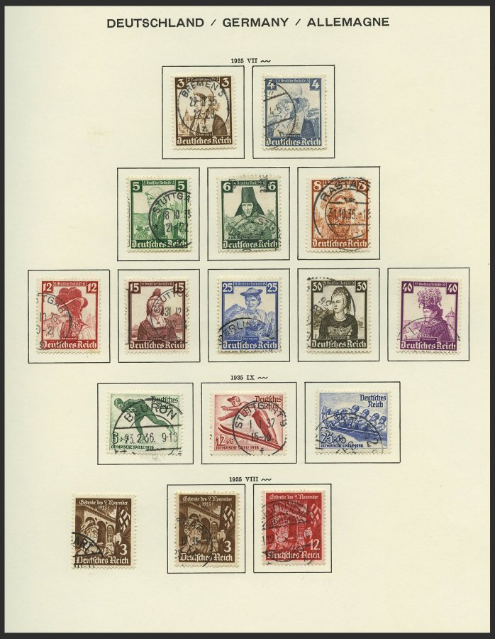 SAMMLUNGEN, LOTS O, Gestempelte Sammlung Dt. Reich Von 1933-45 Auf Schaubekseiten, Bis Auf Mi.Nr. 496-98, Bl. 2,3 Und Nr - Usados