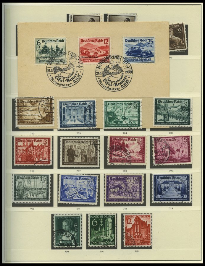 SAMMLUNGEN O, 1933-45, Fast Nur Gestempelte Sammlung Dt. Reich, Bis Auf Block 2 Und 3 Komplett, Etwas Unterschiedliche E - Used Stamps