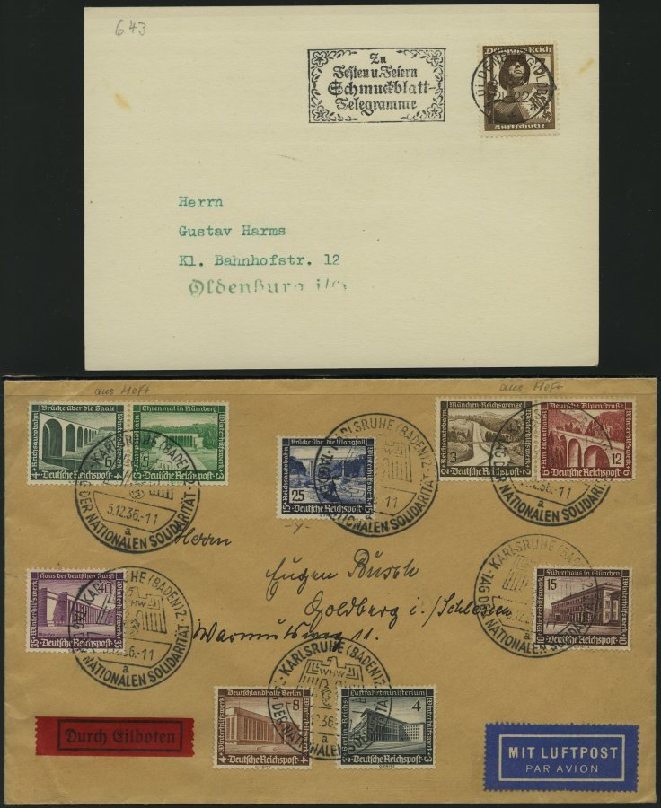 SAMMLUNGEN 1933-38, interessante Sammlung von 97 Belegen mit verschiedenen, meist portogerechten Sondermarken-Frankature