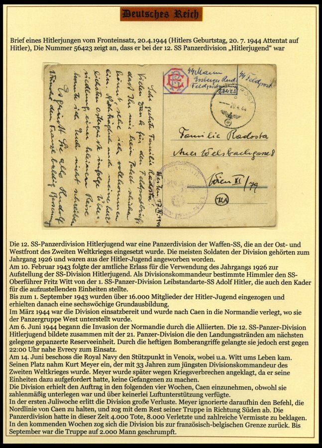 SAMMLUNGEN Brief,BrfStk , 1937-45, Motivsammlung Die Hitler-Jugend, Eine Hochinteressante Dokumentation Auf 65 Seiten Au - Usados