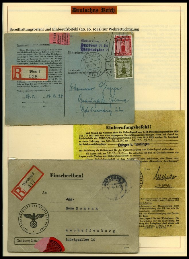 SAMMLUNGEN Brief,BrfStk , 1937-45, Motivsammlung Die Hitler-Jugend, Eine Hochinteressante Dokumentation Auf 65 Seiten Au - Used Stamps