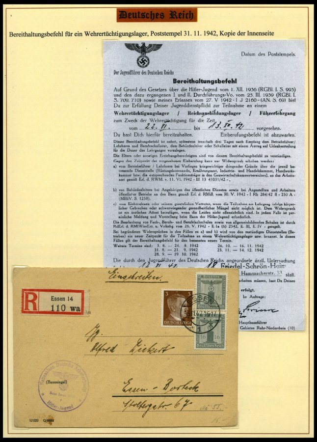 SAMMLUNGEN Brief,BrfStk , 1937-45, Motivsammlung Die Hitler-Jugend, Eine Hochinteressante Dokumentation Auf 65 Seiten Au - Usados