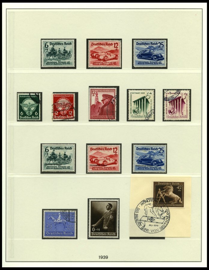 SAMMLUNGEN O,*,** , 1933-45, Sammlung Dt. Reich Im Lindner Falzlosalbum, Bis Auf Mi.Nr. 498 Und Bl. 3 Komplett, Der Noth - Used Stamps