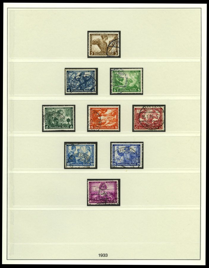 SAMMLUNGEN O,*,** , 1933-45, Sammlung Dt. Reich Im Lindner Falzlosalbum, Bis Auf Mi.Nr. 498 Und Bl. 3 Komplett, Der Noth - Used Stamps