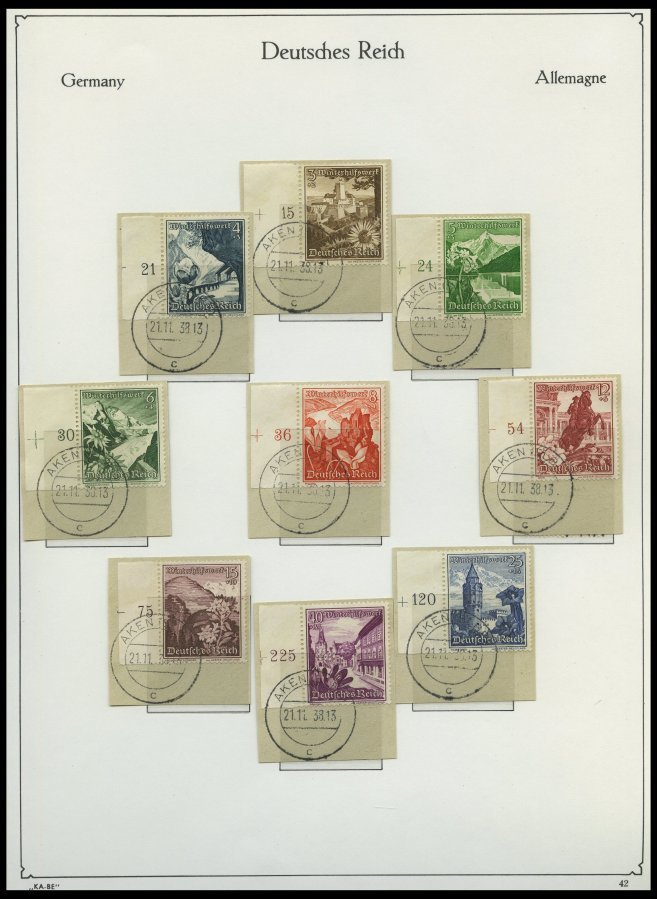 SAMMLUNGEN o,BrfStk , 1933-45, gestempelte Sammlung Dt. Reich im KA-BE Falzlosalbum mit vielen guten mittleren Ausgaben,